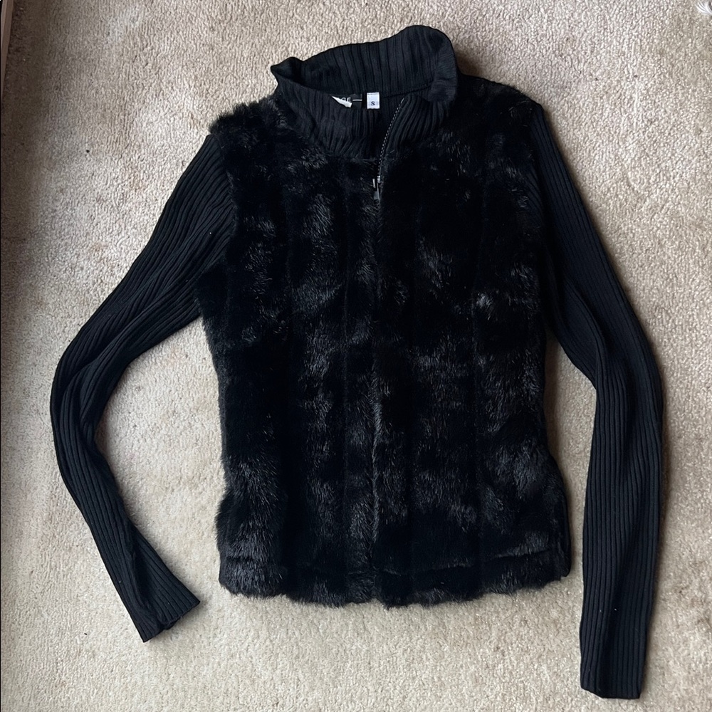 Rampage Black Knit fur Jacket. Size Small